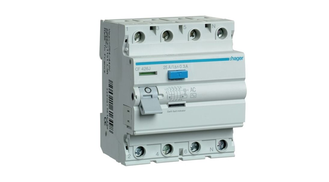 Hager 300mA 25A 4 Kutuplu AC Tipi Kaçak Akım Rölesi