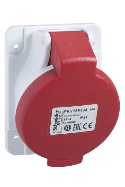 Schneider (PKY16F434) 4x16A, trifaze, 3P+T, IP44, HIZLI BAĞLANTI, Eğik Makine Prizi