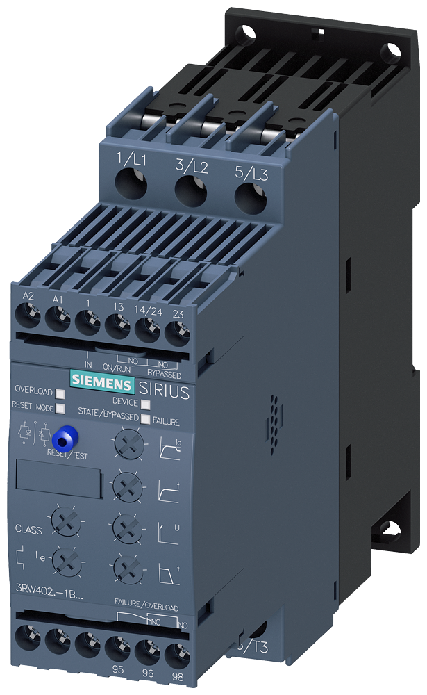 Siemens 3RW4027-1BB14 SIRIUS yumuşak yol verici S0 32 A, 15 kW/400 V,  200-480 V AC, 110-230 V AC/DC Vidalı bağlantı