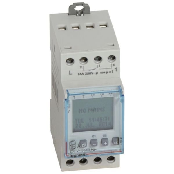 Legrand (412641) Haftalık Dijital zaman saati 2çıkışlı 16A 230V  2modül 50/60H