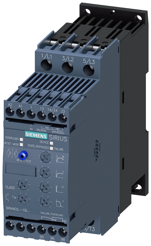 Siemens 3RW4024-1BB04 SIRIUS yumuşak yol verici S0 12.5 A, 5.5 kW/400 V,  200-480 V AC, 24 V AC/DC Vidalı bağlantı