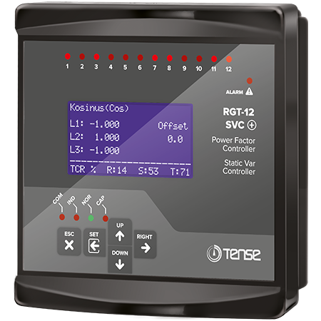 Tense (RGT-12 (SVC)) 12 Kademe, Haberleşmeli, SVC Uyumlu  Reaktif Güç Kontrol Rölesi
