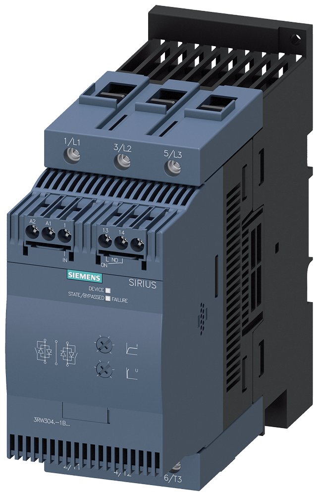 Siemens 3RW3047-1BB04 SIRIUS yumuşak yol verici S3 106 A, 55 kW/400 V,  200-480 V AC, 24 V AC/DC Vidalı bağlantı