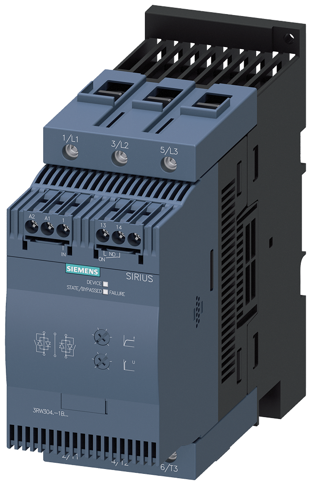 Siemens 3RW3046-1BB04 SIRIUS yumuşak yol verici S3 80 A, 45 kW/400 V,  200-480 V AC, 24 V AC/DC Vidalı bağlantı
