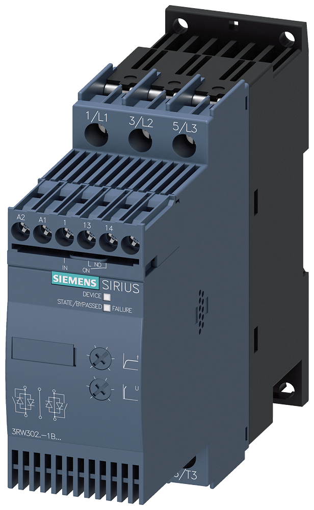 Siemens 3RW3028-1BB14 SIRIUS yumuşak yol verici S0 38 A, 18.5 kW/400 V,  200-480 V AC, 110-230 V AC/DC Vidalı bağlantı