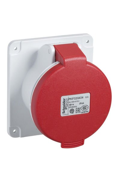Schneider (PKF32G435) 5x32A, trifaze, 3P+N+T, IP44, VİDALI, Düz Makine Prizi