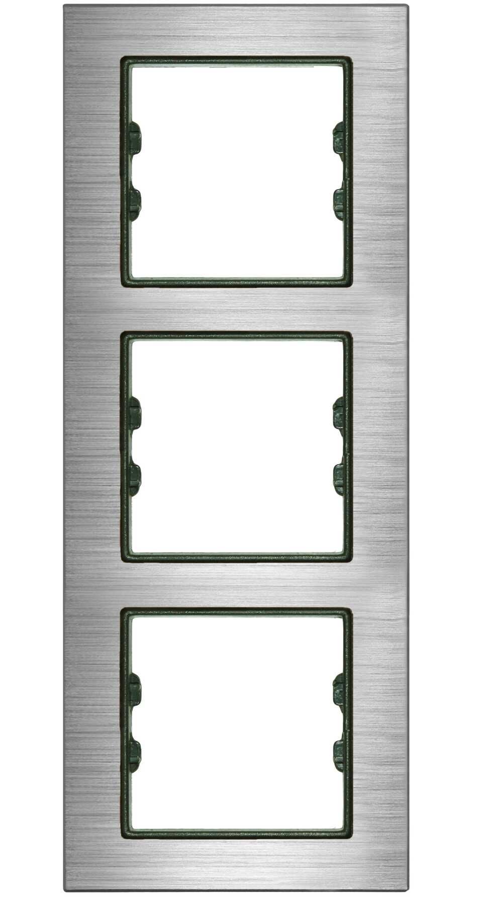 Metal Gümüş Üçlü Dikey / Vertical Triple Çerçeve