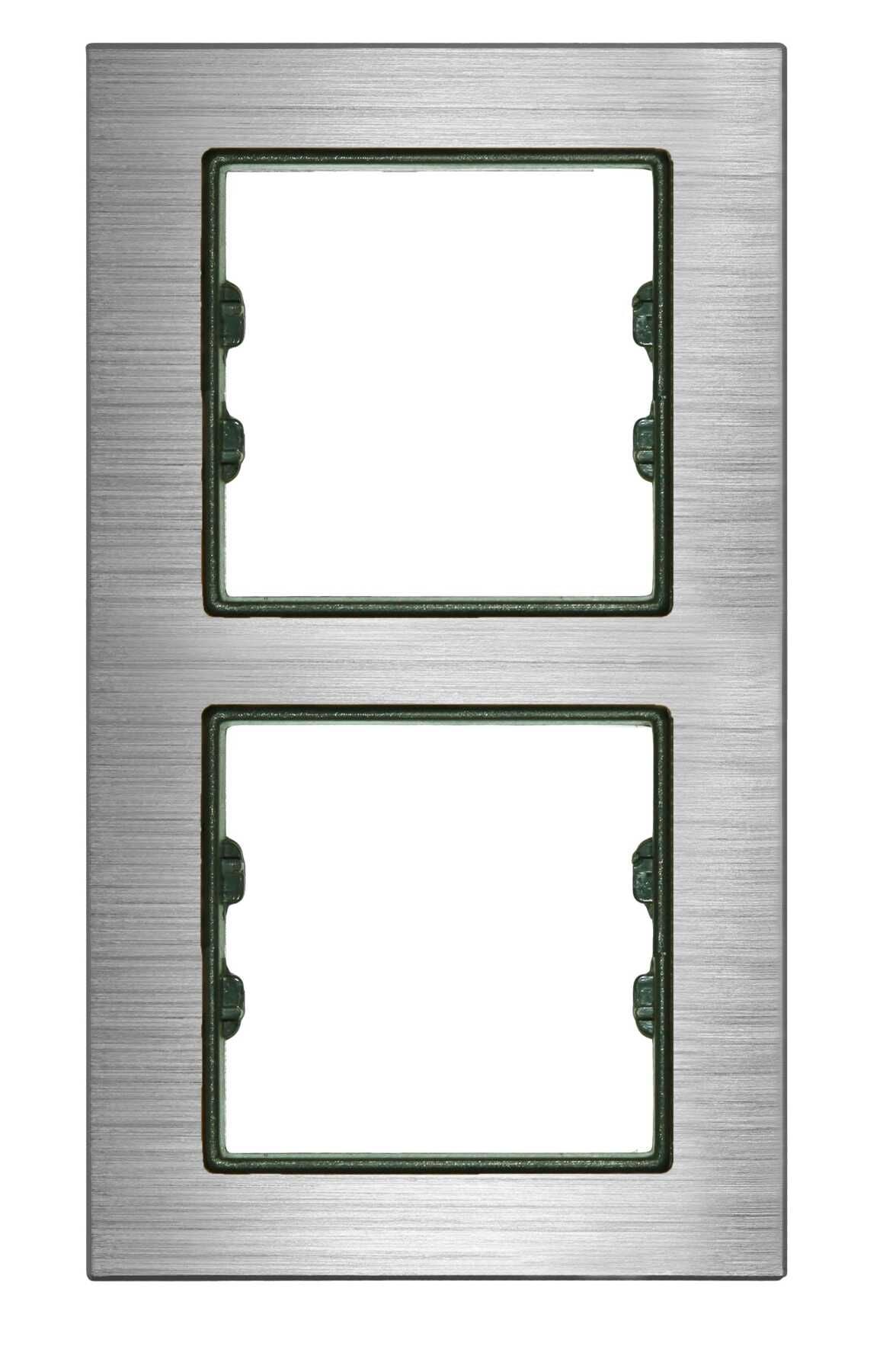 Metal Gümüş İkili Dikey / Vertical Dual Çerçeve