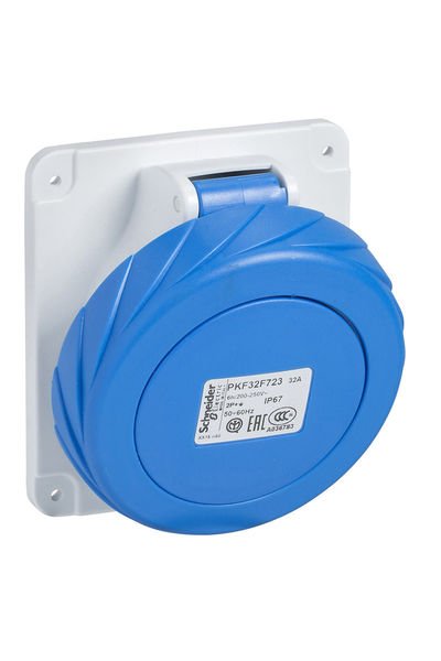 Schneider (PKF32F723) 3x32A, monofaze, 2P+T, IP67, VİDALI, Eğik Makine Prizi