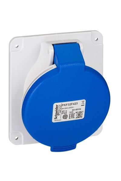 Schneider (PKF32F423) 3x32A, monofaze, 2P+T, IP44, VİDALI Eğik Makine Prizi