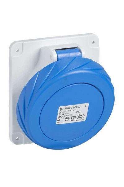 Schneider (PKF16F723) 3x16A, monofaze, 2P+T, IP67, VİDALI, Eğik Makine Prizi