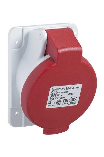 Schneider (PKF16F435) 5x16A, trifaze, 3P+N+T, IP44, VİDALI, Eğik Makine Prizi