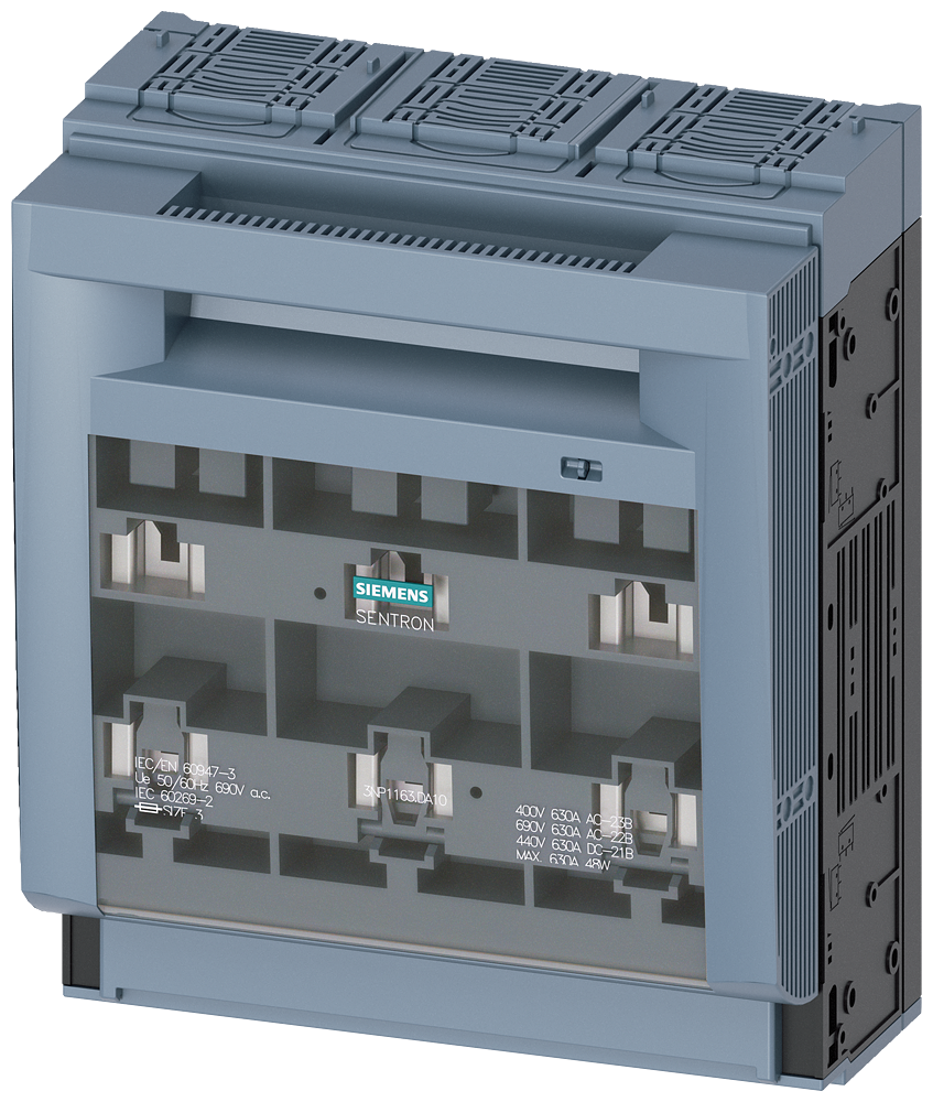 Siemens 3NP1163-1DA10 3NP1 SERİSİ NH-BIÇAKLI SİGORTALI YÜK KESİCİLERİ, ÜSTTEN VEYA ALTTAN YASSI BAĞLANTI, 630A, BOY:3 VE BOY:2