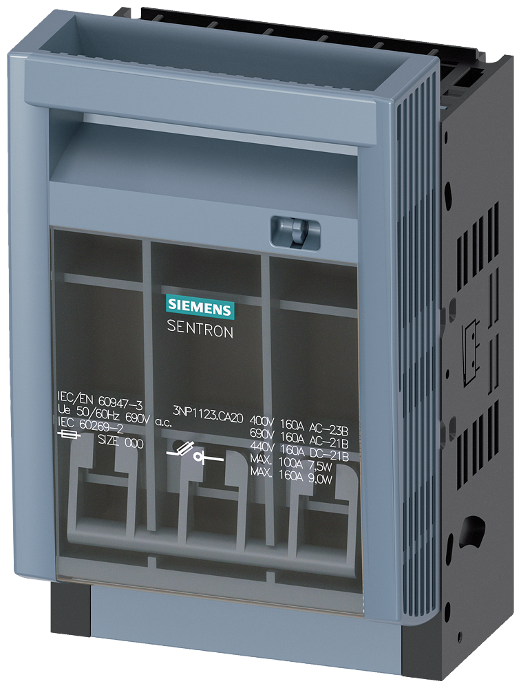Siemens 3NP1123-1CA20 3NP1 SERİSİ NH-BIÇAKLI SİGORTALI YÜK KESİCİLERİ, BLOK KLEMENSLİ BAĞLANTI, BOY:000, 160A