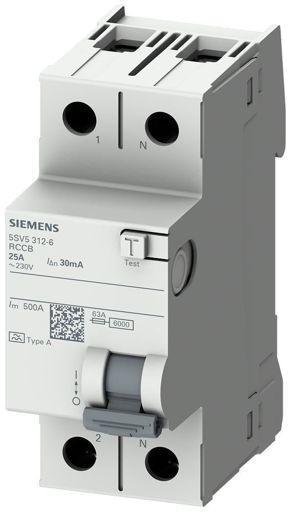 Siemens 5SV5612-6 A TİPİ HATA AKIMI KORUMA ANAHTARI-FI (KAÇAK AKIM KORUMA RÖLESİ) 25A; 230V; 300mA; 1P+N