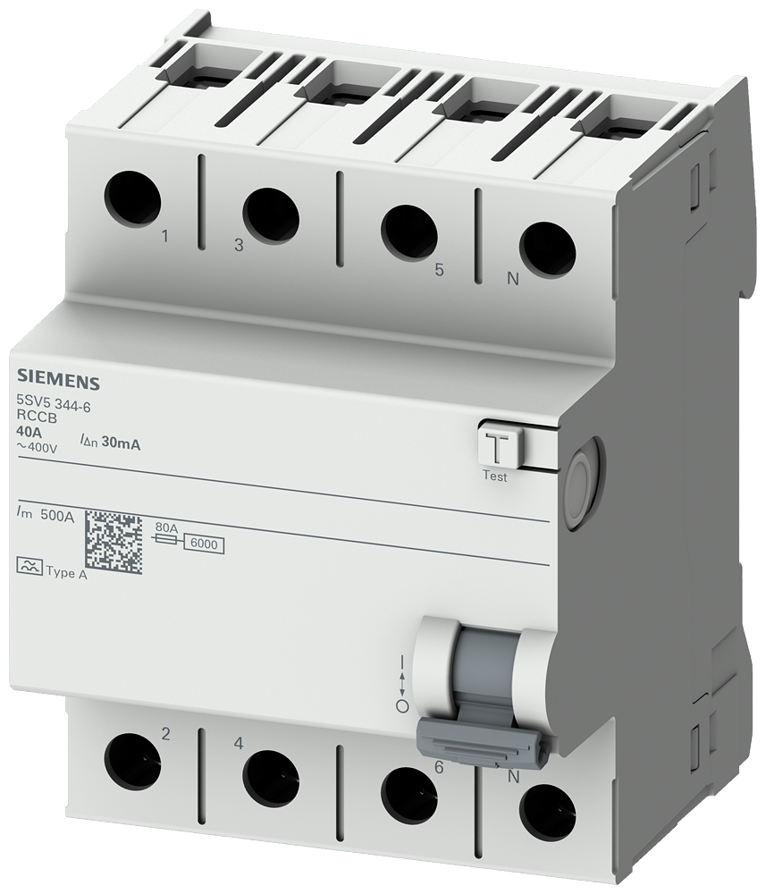 Siemens 5SV5342-6 A TİPİ HATA AKIMI KORUMA ANAHTARI-FI (KAÇAK AKIM KORUMA RÖLESİ) 25A; 400V; 30mA; 3P+N