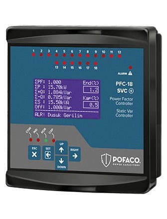 Pofaco 18 Kademeli SVC'li Reaktif Güç Kontrol Rölesi
