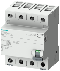 Siemens 5SV3646-4 SIQUENCE SERİSİ HATA AKIMI KORUMA ANAHTARI (FREKANS KONVERTÖRLERİ, UPS SİSTEMLERİ, TIBBİ CİHAZLAR vs); 63A; 400V; 300mA; 3FAZ+NÖTR; TİP B,K, 70mm