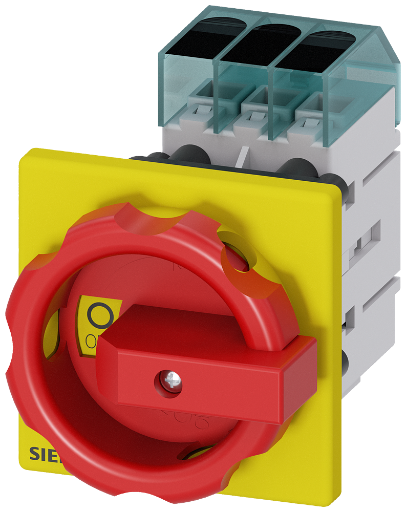 Siemens 3LD3354-0TK53 3LD3 ACİL STOP ŞALTERİ, ÖNDEN TESPİTLİ TAHRİK KOLU SARI/KIRMIZI, 40A 15 KW
