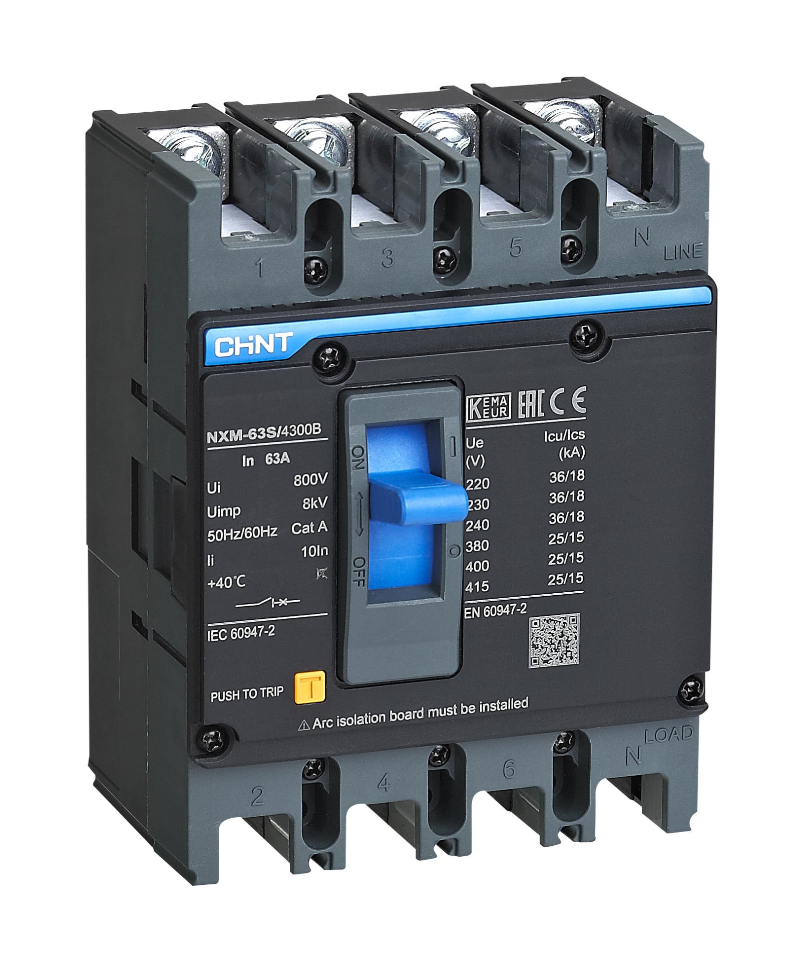 Chint (844316) NXM-1600H/4300TB 1600A 70kA Termik-Manyetik Sabit Alçak Gerilim Devre Kesici / 4 Kutuplu