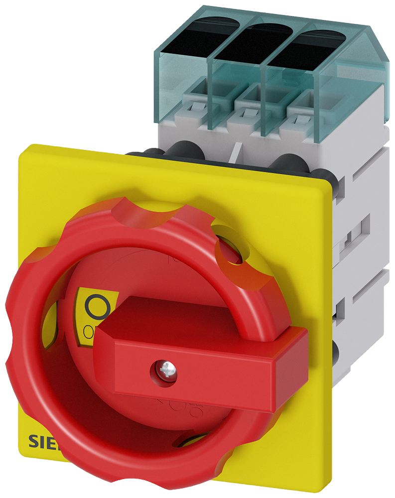 Siemens 3LD3154-0TK53 3LD3 ACİL STOP ŞALTERİ, ÖNDEN TESPİTLİ TAHRİK KOLU SARI/KIRMIZI, 25A 9 KW