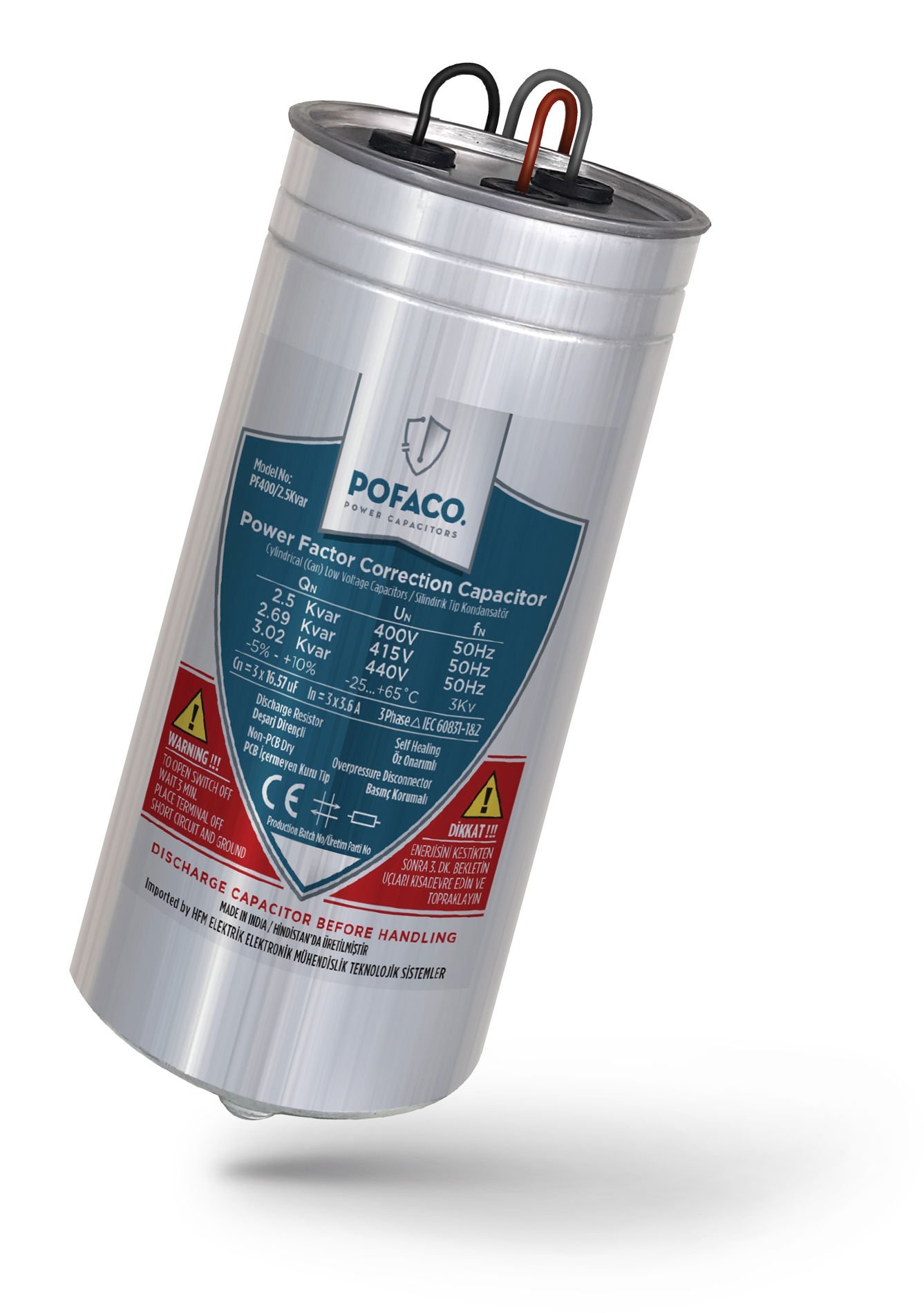 Pofaco 440V 2,5 Kvar Kondansatör