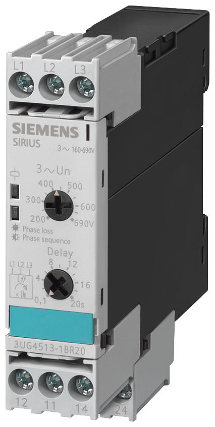 Siemens 3UG4513-1BR20 3UG Faz Sırası, Faz Kaybı, Faz Asimetri ve Düşük Gerilim İzleme Rölesi, 2CO Kontak