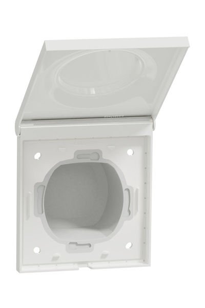 Schneider (S520772) Odace Transparan Kapaklı IP44 Beyaz Çerçeve (enerji prizleri içindir)