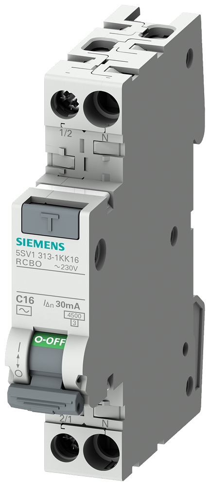Siemens 5SV1313-7KK10 HATA AKIMI KORUMA ANAHTARLI OTOMATİK SiGORTA;1 TE; C10A; 4.5kA; 230V; 30mA; A Tipi; MONOFAZE