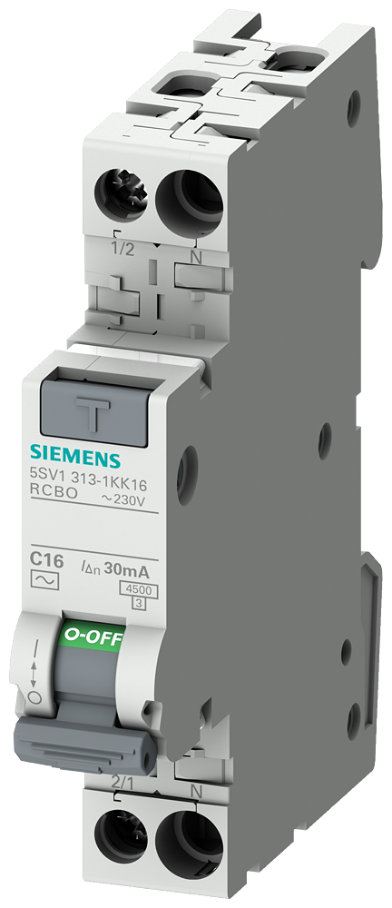 Siemens 5SV1313-7KK06 HATA AKIMI KORUMA ANAHTARLI OTOMATİK SiGORTA;1 TE; C6A; 4.5kA; 230V; 30mA; A Tipi; MONOFAZE