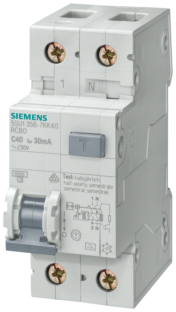 Siemens 5SU1653-1KK10 HATA AKIMI KORUMA ANAHTARLI N OTOMAT-FI/LS (KAÇAK AKIM KORUMA RÖLELİ >N< OTOMAT); C10A; 4.5kA; 240V; 300mA; MONOFAZE