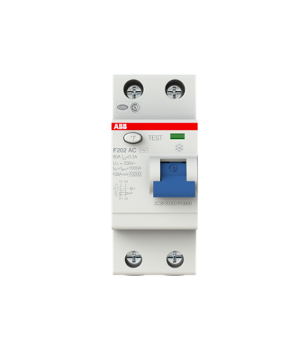 ABB 2CSF202001R3800 F202 AC-80/0.3 (2x80A 300mA Kaçak Akım Koruma Rölesi)