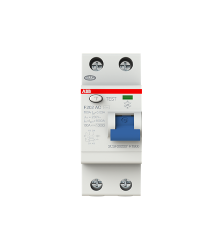 ABB 2CSF202001R1900 F202 AC-100/0.03 (2x100A 30mA Kaçak Akım Koruma Rölesi)