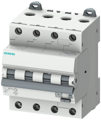 Siemens 5SU1346-7FP06 RCBO, 6 kA, 4P Type A, 30 mA, C-Char, In: 6A Un: 400V