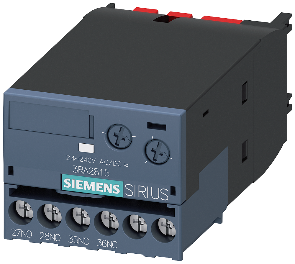 Siemens 3RA2815-1FW10 ELKT. GECİKMELİ YARDIMCI KONTAK BLOĞU; AC/DC 24...240 V, 0,05..100sn.; DÜŞMEDE GECİKMELİ; 1NO+1NC