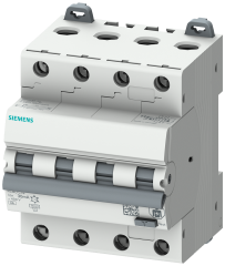Siemens 5SU1346-6FP10 RCBO, 6 kA, 4P Type A, 30 mA, B-Char, In: 10A Un: 400V