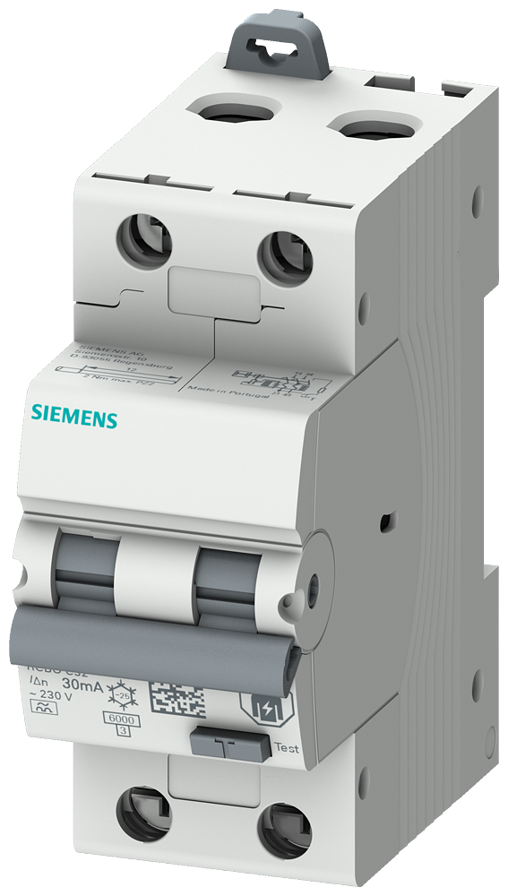 Siemens 5SU1326-7FP25 RCBO, 6 kA, 2P Type A, 30 mA, C-Char, In: 25A Un: 230V