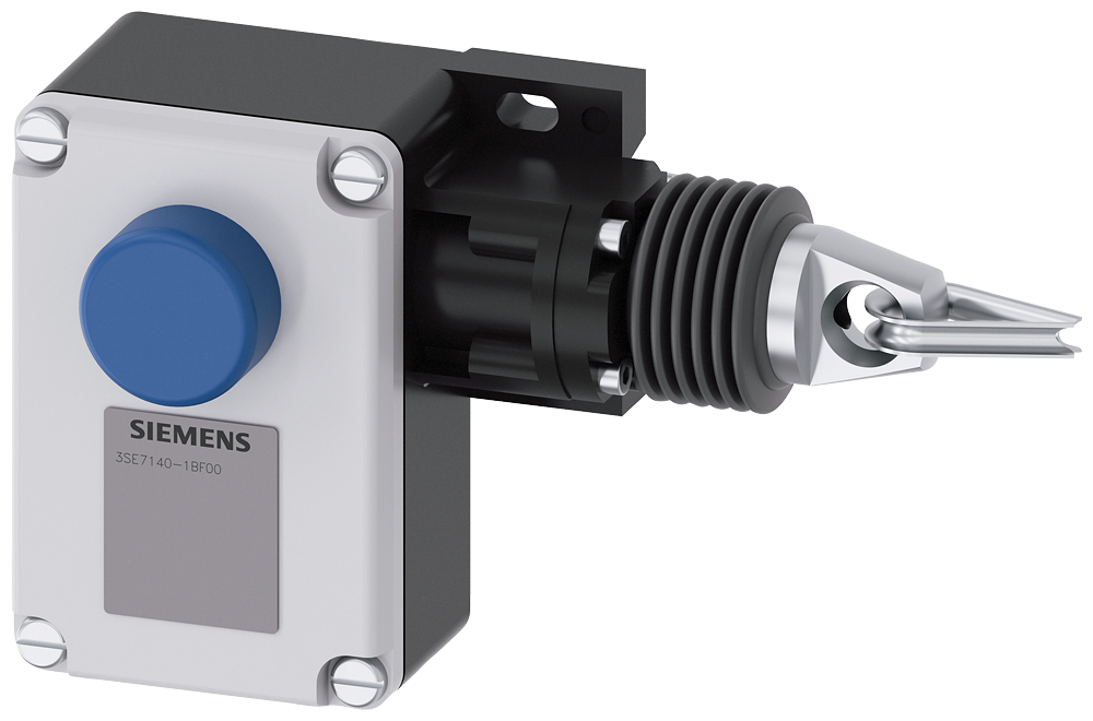 Siemens 3SE7140-1BF00 SIRIUS 3SE7 İpli Acil Durdurma Şalteri, Metal Gövde, M20 x 1.5 Kablo Girişi, 50m'ye kadar, 2NC kontak, IP65, Kilitlemeli ve buton resetli