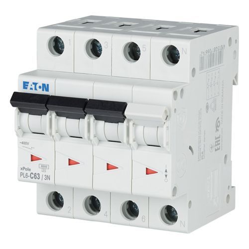 Eaton PL6-C63/3N Minyatür Devre Kesici - 6kA - C eğrisi - 3x63A+N (106916)