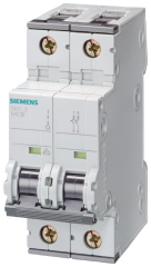 Siemens 5SY5202-7 2A; 2 FAZLI; DC ANAHTARLI OTOMATİK SİGORTA; 10kA; C TİPİ; YAVAŞ KARAKTERLİ