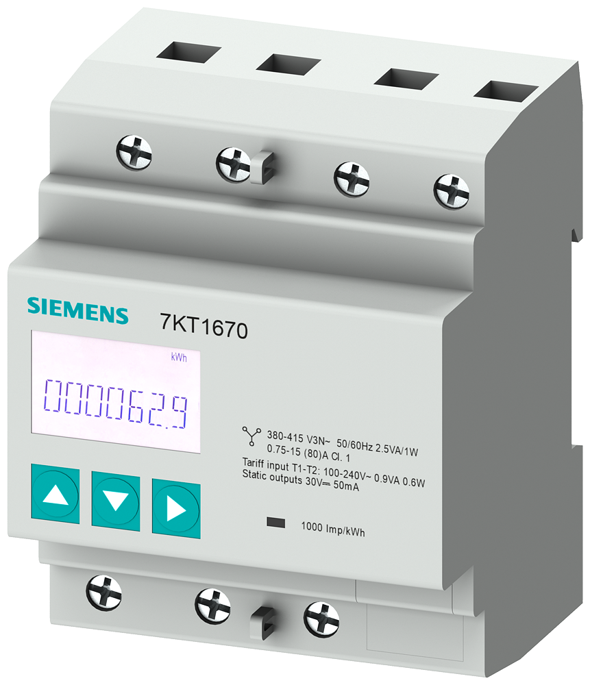 Siemens 7KT1667 7KT PAC1600 ENERJİ ÖLÇER TRİFAZE 80A M-BUS RTU HABERLEŞME FONKSİYONLU