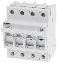 Siemens 5SG7661-0KK16 16A;>N<MINIZED SİGORTALAR 230/400 V AC; D01 BOY İÇİN; 3+N FAZLI; 4TE GENİŞLİĞİNDE
