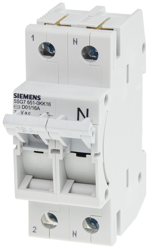 Siemens 5SG7651-0KK16 16A;>N<MINIZED SİGORTALAR 230/400 V AC; D01 BOY İÇİN; 1+N FAZLI; 2TE GENİŞLİĞİNDE