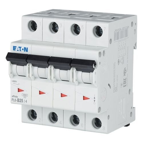 Eaton PL6-B25/4 Minyatür Devre Kesici - 6kA - B eğrisi - 4x25A (166498)