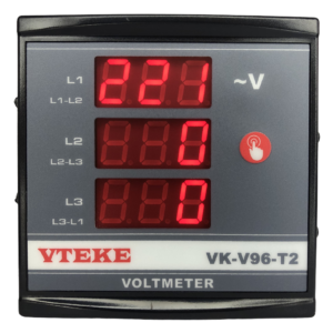 Vteke Dijital 3 Faz Voltmetre 96x96mm (1-500V AC)