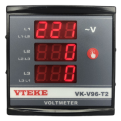 Vteke Dijital 3 Faz Voltmetre 96x96mm (1-500V AC)
