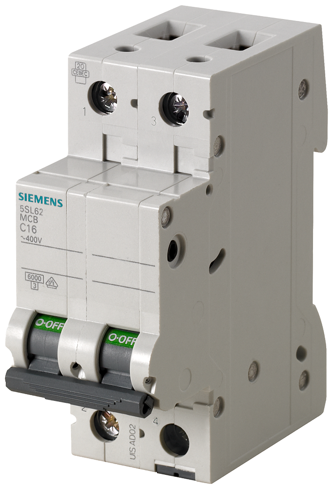 Siemens 5SL6204-7 4A; 2 FAZLI; 70 mm; ANAHTARLI OTOMATİK SİGORTA; 6kA; C TİPİ; YAVAŞ KARAKTERLİ