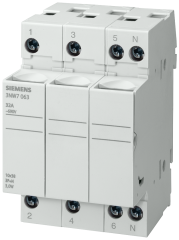 Siemens 3NW7333 SİLİNDİRİK SİGORTA YUVASI (KARTUŞ SİGORTA YUVASI); 8X32mm; 3 KUTUP; 20 A