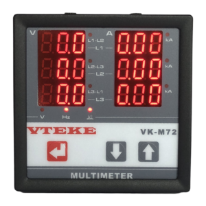 Vteke Multimetre 72X72 mm, (A,V,F, faz sıralı)