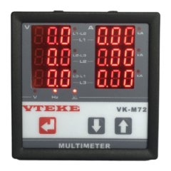 Vteke Multimetre 72X72 mm, (A,V,F, faz sıralı)